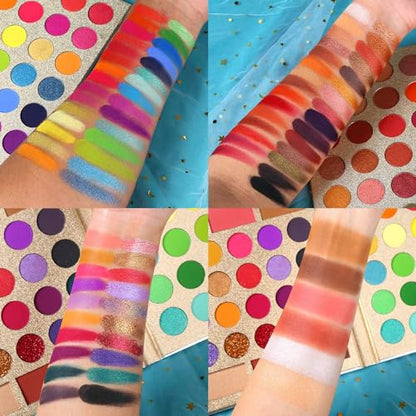 UCANBE Makeup Eyeshadow Palette + 15Pcs Brush Set, Pigmented 86 Colors Make Up Pallet with Brushes, Matte Shimmer Glitter Palettes Valentine's Day Gift, Eye Shadow Highlighter Contour Blush Beauty Kit - color: With Brush Set