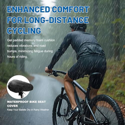 APECYC Bike Seat Cushion Gel Padded Saddle Cover for Men Women - Extra Padding Soft Comfort Bicycle Seat Cushion for Peloton, Stationary, Spin, Mountain, Road, Ebike - size: Wide