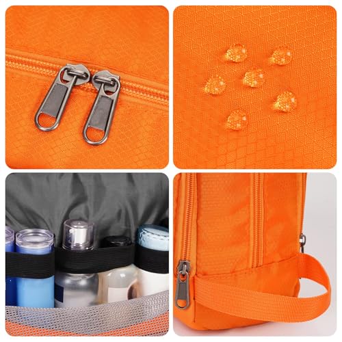 Toiletry Bag for Men Hanging Dopp Kit Water Resistant Shaving Bag Small Toiletry Bag for Traveling (Pure Orange) - color: Pure Orange