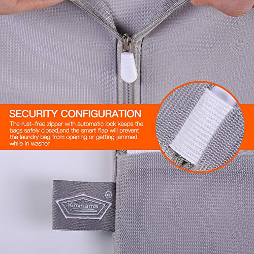 Kimmama Laundry Bags Mesh Wash Bags, Laundry Net Bag, Grey, 1M +1L | Lingerie Bags for Wash Delicates, Scarf, Small Toy, Sock, Cap, Shoe, Sneaker, Tumble Dryer Safe - color: Grey, size: 1L(16x20")+1M(12x16")