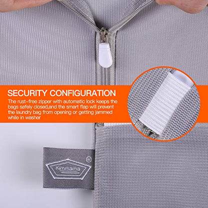 Kimmama Laundry Bags Mesh Wash Bags, Laundry Net Bag, Grey, 1M +1L | Lingerie Bags for Wash Delicates, Scarf, Small Toy, Sock, Cap, Shoe, Sneaker, Tumble Dryer Safe - color: Grey, size: 1L(16x20")+1M(12x16")
