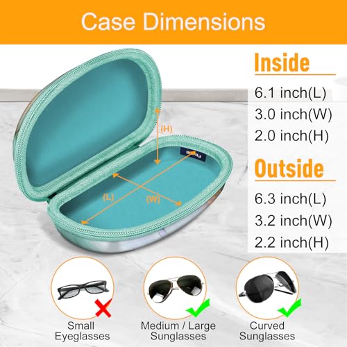 Fintie Sunglasses Case with Carabiner, Hard Shell Shockproof Sport Glasses Cases Travel Zipper Eyeglasses Holder, Emerald Marble - color: Emerald Marble