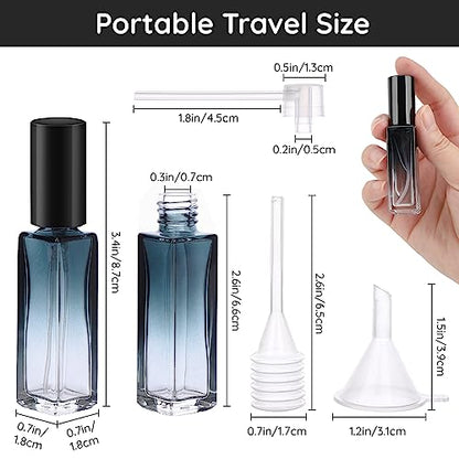 Segbeauty Travel Perfume Bottle Refillable, 5pcs 10ML Mini Glass Perfume Containers with Funnel and Pipette, Empty Portable Leak-proof Fragrance Bottles Spray Atomizer Pump Bottle Kit for Toiletries - color: Blue-black, style: Mini Bottles