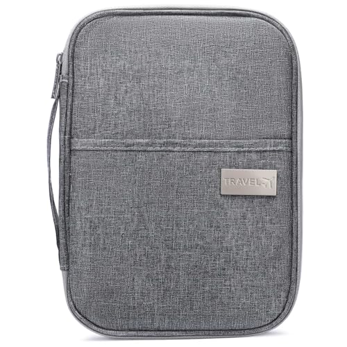 Family Passport Wallet Holder,Waterproof Multi functional Travel Document Organizer for Men Women Travel Wallet - color: Light Gray