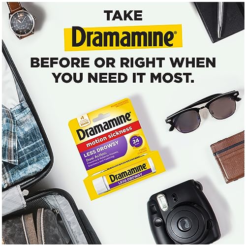 Dramamine Motion Sickness Relief Less Drowsey Formula, 8 Count (Pack of 2) - size: 8 Count (Pack of 2)