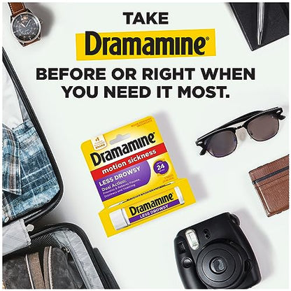 Dramamine Motion Sickness Relief Less Drowsey Formula, 8 Count (Pack of 2) - size: 8 Count (Pack of 2)