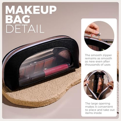 BS-MALL Makeup Bag Set Clear Travel Toiletry Organizer Pouches - Waterproof Cosmetic Bags with Zippers for Women, Toiletry Travel Kit for Vacation & Daily Use Pack of 3 - color: Black
