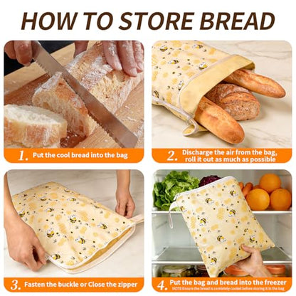 2 Pack Beeswax Bread Bags for Homemade Bread, Bees Wax Bread Bags Storage for Homemade Sourdough, XL 17'' x 13'', Zipper Closure, Freezer Safe - color: L-Zipper