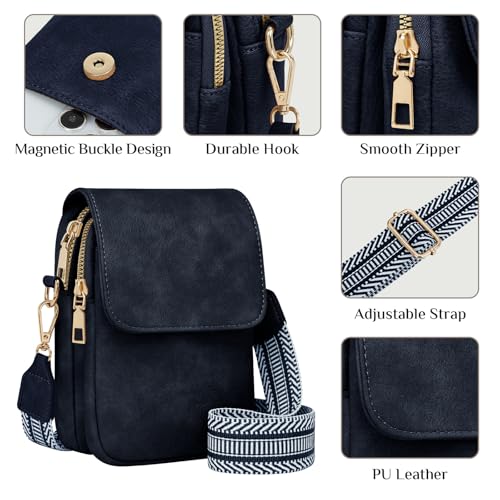 Fashion Small Crossbody Bags for Women Trendy Designer Cell Phone Purses Wallets with Card Holder Anti Theft Travel - color: Darkblue