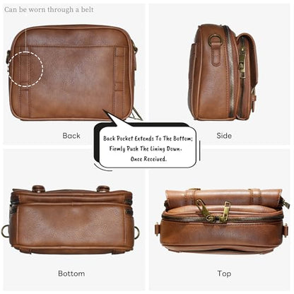 Women‘s Anti Theft RFID Blocking Small Vegan Leather Crossbody Bag Travel Purse With Built In Wallet Messenger Bag - color: Light Brown