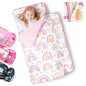 Primlect Toddler Nap Mat Extra Large Thickened 55''x35'', Soft Sleeping Bag with Detachable Minky Blanket and Pillow, Portable for Daycare, Preschool, Kindergarten, Travel, Boys and Girls - color: White Rainbow