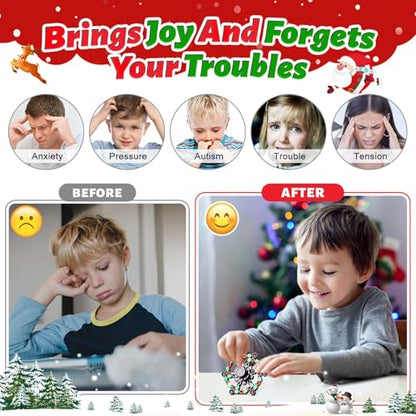 Gokeey Christmas Fidget Toys Transformable Fidget Spinners for Kids and Adults, Stress Relief Sensory Toys for Boys and Girls Fingertip Gyros for ADHD Autism for Kids Birthday Gifts - style: fidget toys 4pc-red