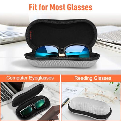 FINTIE Sunglasses Case, Hard EVA Shell Shockproof Sport Glasses Case with Metal Carabiner Travel Zipper Eyeglasses Holder - color: Grey