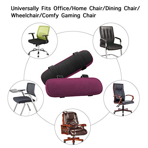 MOSISO Chair Armrest Pads (2 Pack), Memory Foam Home/Office Chair Arm Rest Covers Comfy Computer Gaming Elbow Cushion Removable Washable Elbow Support Forearm Pressure Relief, Wine Red - color: Wine Red
