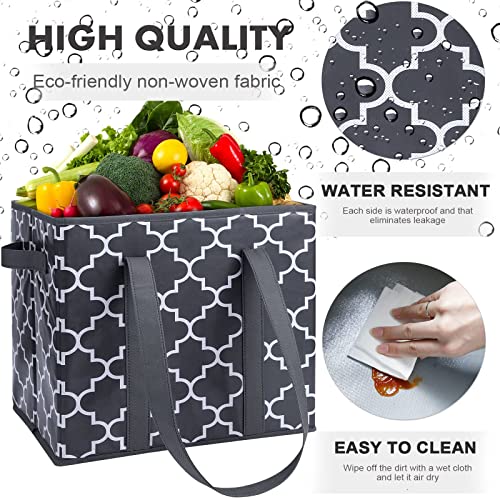 WISELIFE Reusable Grocery Bags 3-Pack Foldable Washable Large Storage Bins Basket Water Resistant Shopping Tote Bag Dark Grey - color: Dark Grey, size: 3 Pack