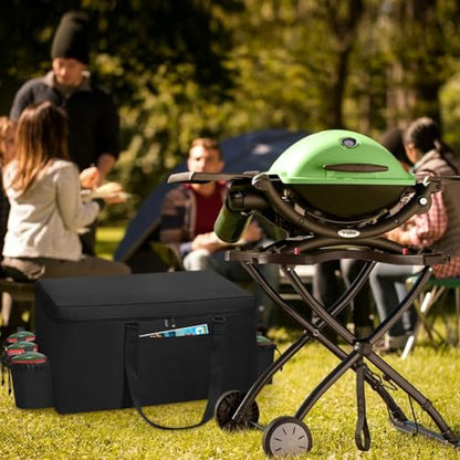 Grill Carry Bag for Weber Q1000 Q1200 Liquid Propane Grill, 1680D Heavy Duty Water Resistant Outdoor BBQ Grill Bag, with Multi-pockets and Padded Handle