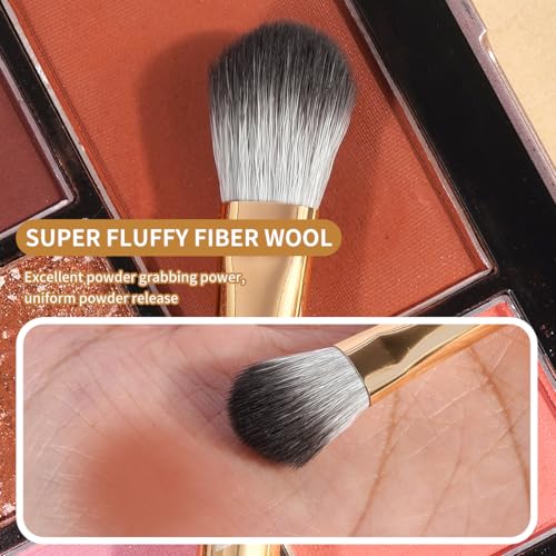 MAANGE 13 PCS Makeup Brushes Travel Make Up Brushes Premium Synthetic Powder Concealers Brushes Professional Makeup Brush Set with Case (Gold Silver) - color: Gold Silver