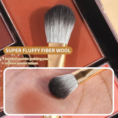 MAANGE 13 PCS Makeup Brushes Travel Make Up Brushes Premium Synthetic Powder Concealers Brushes Professional Makeup Brush Set with Case (Gold Silver) - color: Gold Silver