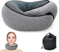 Travel Neck Pillow for Airplanes – 100% Memory Foam, 360° Head Support, Breathable & Washable Cover, Compact for Travel, Car & Flights