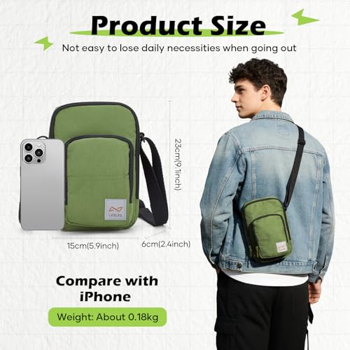 SEAFEW Mini Crossbody Bag Shoulder Bag for Men, Small Messenger Satchel Bag for Women - color: Green - Sling