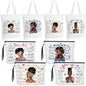 Roowest 8 Pcs Juneteenth African American Gifts for Women Bulk Inspirational 4 Tote Bags 4 Makeup Bags Zipper Work Travel(Stylish Style) - style: Stylish Style