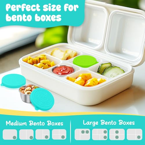 LIEMAND 6x1.6 oz Salad Dressing Container to Go, Leakproof Reusable Stainless Steel Small Container with Lid,Sauce Containers for Lunch box,Picnics,Travel,Office and Meal Prep - color: Glacier Mint, size: 1.6oz