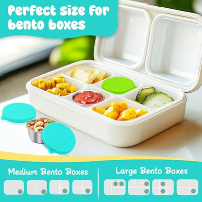 LIEMAND 6x1.6 oz Salad Dressing Container to Go, Leakproof Reusable Stainless Steel Small Container with Lid,Sauce Containers for Lunch box,Picnics,Travel,Office and Meal Prep - color: Glacier Mint, size: 1.6oz