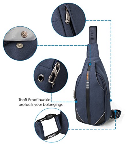 WATERFLY Mini Crossbody Sling Backpack Anti Theft Backpack for Traveling Chest Shoulder Bag - color: Dark Blue (Small)