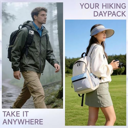 Hiking Backpack for Women Men 16L,Packable Waterproof Backpack,Foldable Daypack with Strap Pocket for Picnic Beach,Black - color: Black