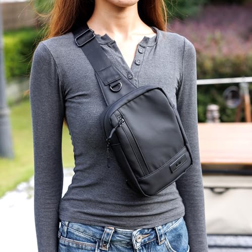 KIWIFOTOS Travel Phone Pouch for Crossbody Sling Bag for iPhone 17 16 15 14 Pro Max iPad mini 6 5 4 Nintendo Switch 2 Water Resistant Smartphone Zipper Chest Bag Adjustable Strap - color: Black Sling Bag