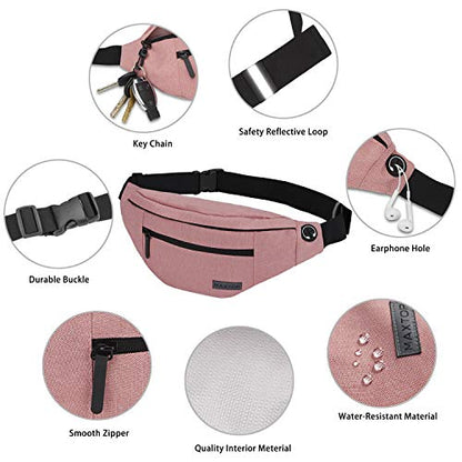MAXTOP Large Crossbody Fanny Pack with 4-Zipper Pockets,Gifts for Enjoy Sports Festival Workout Traveling Running Casual Hands-Free Wallets Waist Pack Phone Bag Carrying All Phones - color: New Pink, style: Large Fanny Pack(4 Zipper Pockets)