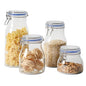 Sur La Table Lyon Court 4-Piece Glass Canister Set with Airtight Trigger Clamp Lids, Clear – 71 oz, 54 oz, 37 oz & 22.5 oz Sizes, Rubber Gasket Seal, Dishwasher Safe Food Storage Jars - size: Set of 4 (71 oz, 54 oz, 37 oz & 22.5 oz)