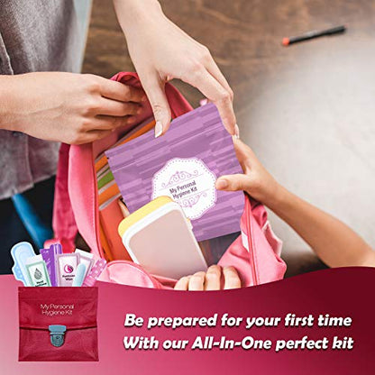 Menstrual Kit All-in-One 10 Pack | Convenience on the Go | Period Kit Pack for Travelling, Tweens & Teenagers or just When You’re Out | Individually Wrapped Feminine Hygiene Product (Pink) - color: Pink