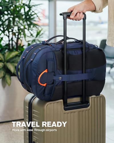 Tolaccea Travel Backpack for Men Women, 40L-50L Carry On Backpack with Wet Dry Compartment, Flight Approved Laptop Daypack Fits 15.6", Convertible Expandable Large Rucksack Duffel Bag for Work Travel - color: Blue