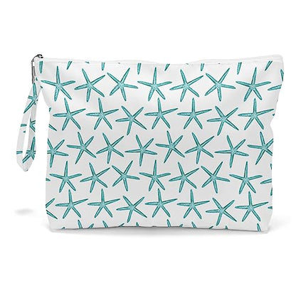Fokongna Travel Makeup Bag - Wet Dry Bag for Swimsuit, Beach Pool Diapers, Dirty Yoga Gym Clothes - Zipper Pouch for Women, Sister, Friends - Ocean Sea Shells Beach Starfish - color: Starfish 06