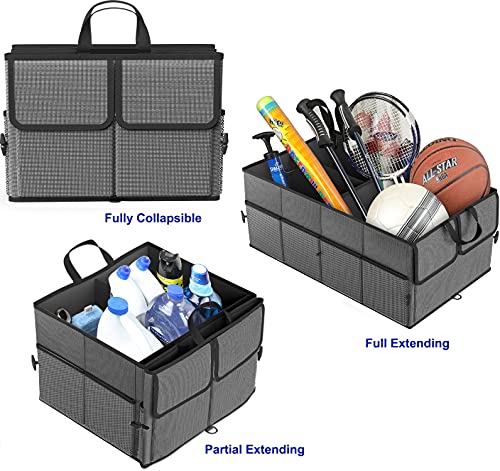 EPAuto Foldable Car Trunk Organizer for SUV, 3-Compartment with Removable Divider, Dark Gray - color: Dark Gray, size: 3-Compartment w/o Lids