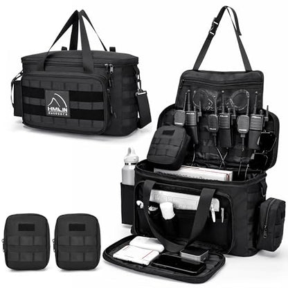 HMLIN Patrol Bag Law Enforcement,Police Gear Bag for Car Front Seat,Water Resistant Police Officer Duty bag,with MOLLE System and Cup Holders (Black)