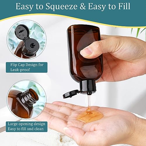 Cosywell Travel Shampoo Bottles 4pcs 3.4oz TSA Approved Travel Size Bottles for Toiletries Leak Proof Empty Lotion Containers with Flip Cap Small Plastic Squeeze Bottle - color: D-3.4oz-Brown-4blank