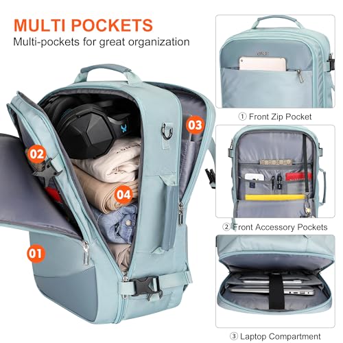 PIJUSHI Travel Backpack for Women Carry on Suitcase Backpack Flight Approved Personal Item Bag Fits 16 Inch Laptop(PE035 Blue) - color: Blue