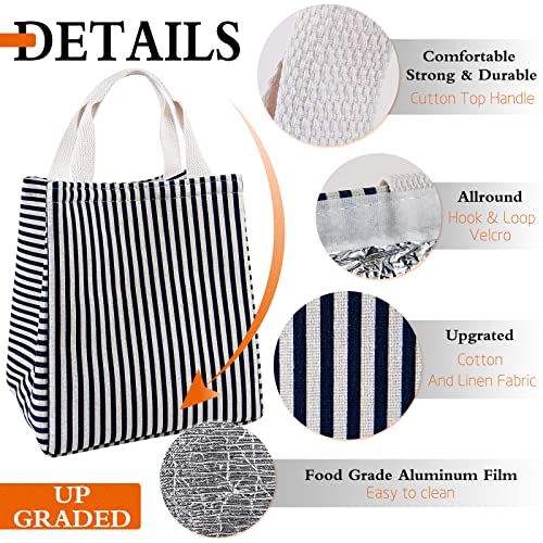 Lunch Bag Insulated Lunch Box for Women Men,Reusable Adult Lunch Tote Bags for Work or Travel (Striped Blue) - color: Striped Blue