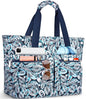HUANLANG Large Beach Bags for Women Pool Bag with Zipper, Waterproof Sandproof Beach Tote Travel Bag with Wet Pocket - color: Blue Floral