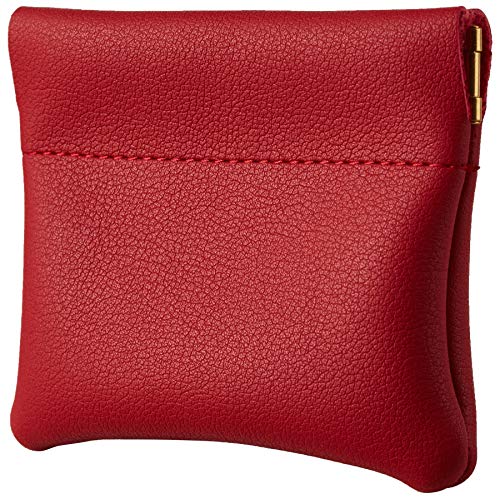 Travelambo Leather Squeeze Coin Purse Pouch Change Holder For Men & Women - color: Access Red Classic