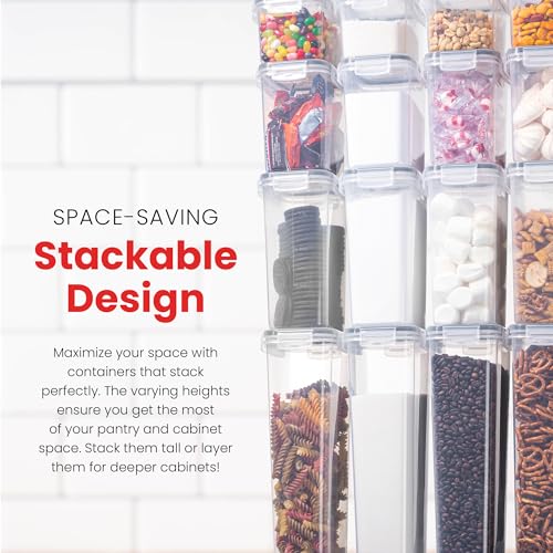 Oizeir Airtight Food Storage Containers Set - Air Tight with Lids - Pasta Flour Sugar Cereal - Storage Containers for Food (Clear-24 Pack)