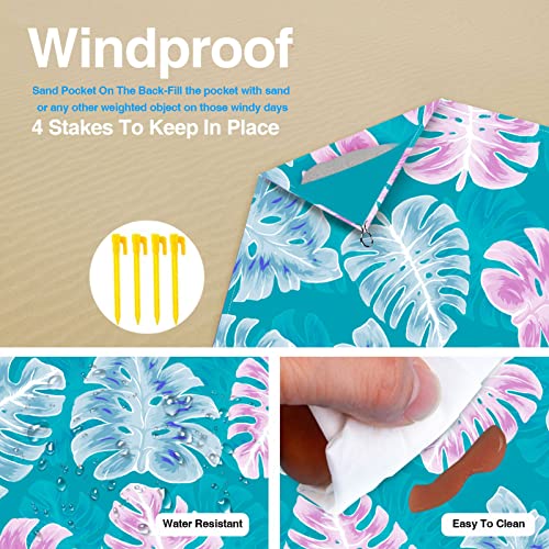 Sandproof Waterproof Beach Mat, 83" x 79", Ocean Blue, Compact, Polyester, Single Layered Blanket, Ideal for Beach, Camping, Hiking, Picnic - color: Blue