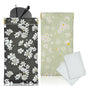 Glasses Case Soft, Eyeglass Cases for Women Portable Squeeze Top PU Leather 2 Pack Glasses Pouch with Cleaning Cloth - color: 2pcs Black Daisy+green Daisy