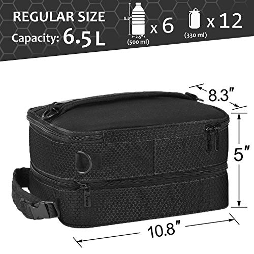 Tirrinia Expandable Insulated Lunch Bag for Men Women – Leakproof Reusable Cooler LunchBox for Kids & Adults with Shoulder Strap, Perfect for Work, School, Office, Travel,Black - color: Black