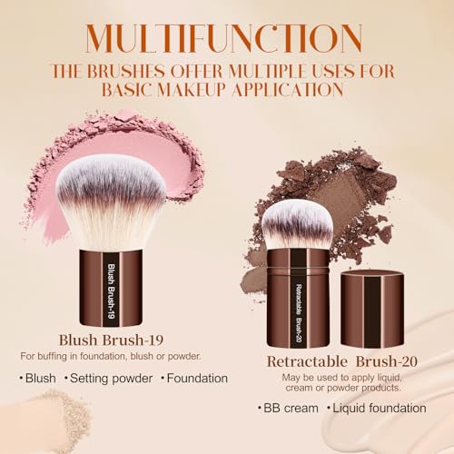 Professional Makeup Brush Set with Travel Case – 44Pcs Multi-Functional Face Makeup Tool Kit Includes Kabuki, Eyeshadow, Concealer, Blush, Bronzer, Foundation Brushes, Powder Puff & Makeup Sponge