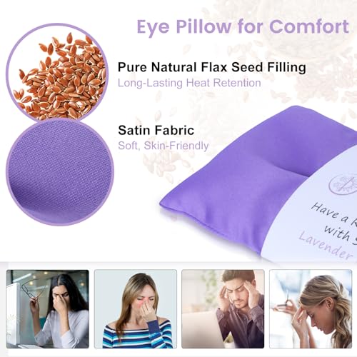 SuzziPad Lavender Eye Pillows for Relaxation with Aromatherapy, Weighted Mask for Sleeping, Hot & Cold Therapy Compress for Dry Eyes, Yoga Meditation Pillow, Purple, 4 Packs - color: Purple