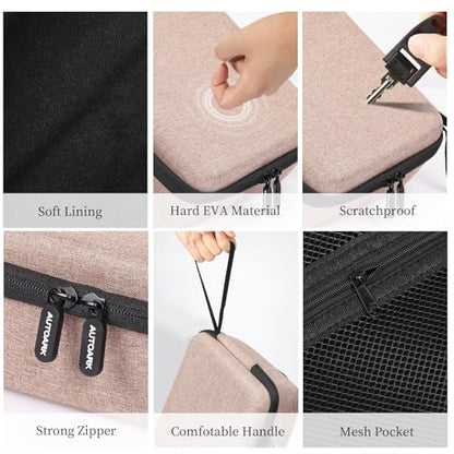 AUTOARK EVA Hard Shell Travel Eyeglasses Case,4 Adjustable Dividers,Holds 5 Glasses,Felt Lining - color: Brown