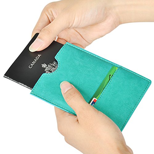 XEYOU Passport Holder Cover - Ultra Slim Premium Vegan Leather Travel Wallet Case Cover (Green) - color: Green